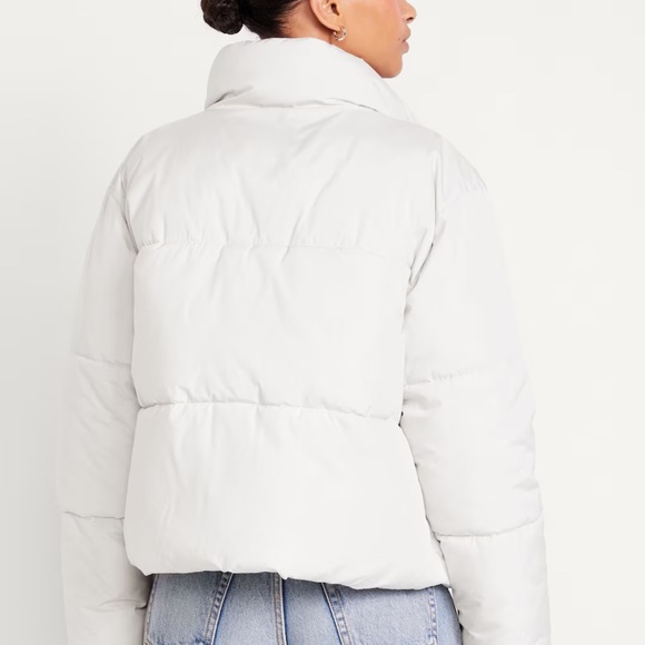 NWT OLD NAVY Quilted Puffer Jacket Color SILVER GRAY - Picture 2 of 8